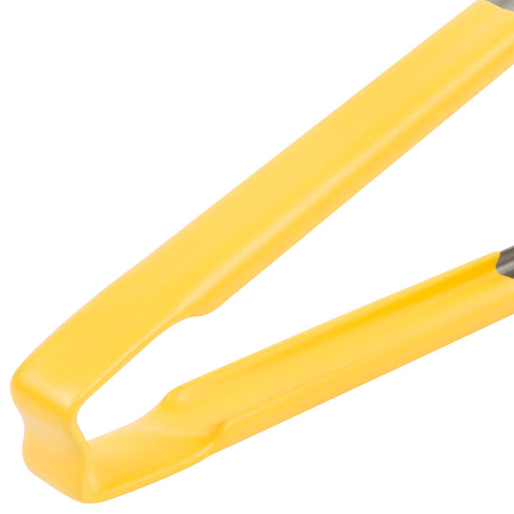 Vollrath 4781250 Jacob's Pride 1-Piece Stainless Steel Scalloped Utility Tongs with Color-Coded Kool-Touch Handle 12" - Yellow