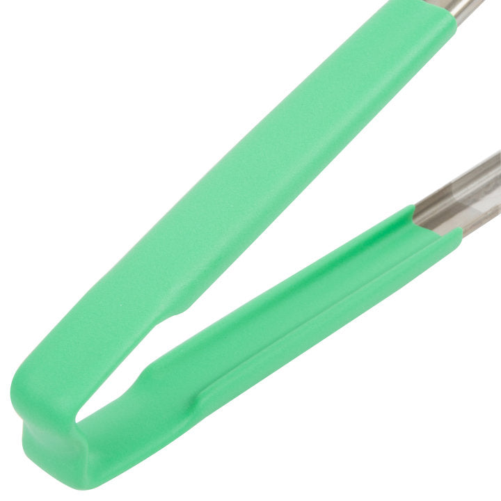 Vollrath 4781270 Jacob's Pride 1-Piece Stainless Steel Scalloped Utility Tongs with Color-Coded Kool-Touch Handle 12" - Green