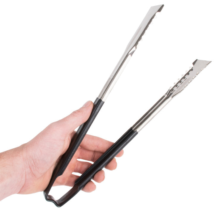 Vollrath 4791220 Jacob's Pride 1-Piece Stainless Steel VersaGrip Tongs with Color-Coded Kool-Touch Handle 12" - Black