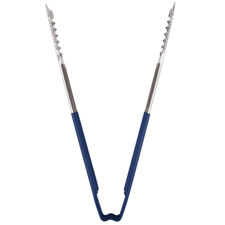 Vollrath 4791230 Jacob's Pride 1-Piece Stainless Steel VersaGrip Tongs with Color-Coded Kool-Touch Handle 12" - Blue