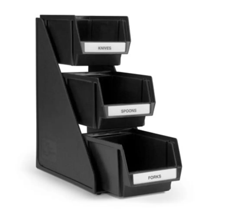 Vollrath 4842-06 Condiment Organizer w/ (3) Bins - Black