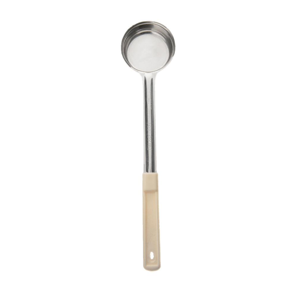 Browne 5757430 Color-Coded One-Piece Stainless Steel Solid Round Food Portioner with Beige Plastic Handle 3 oz.