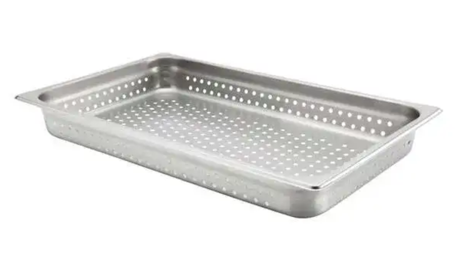 Browne 5781112 Medium-Weight Stainless Steel Anti-Jam Perforated Steam Table Food Pan 2-1/2" Deep - Full Size