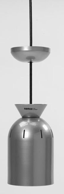 Nemco 6002 Ceiling Mounted Single Infrared Bulb Heat Lamp Food Warmer with 6 ft. Suspension Cord - 120v