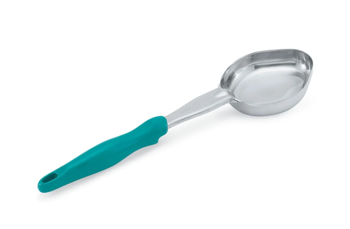 Vollrath 6412655 6 oz Oval Solid Spoodle - Teal Nylon Handle, Heavy-Duty, Stainless Steel - 12ea/Case
