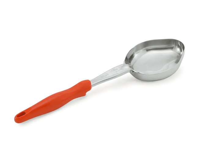 Vollrath 6412865 8 oz Oval Solid Spoodle - Orange Nylon Handle, Heavy-Duty, Stainless Steel - 12ea/Case