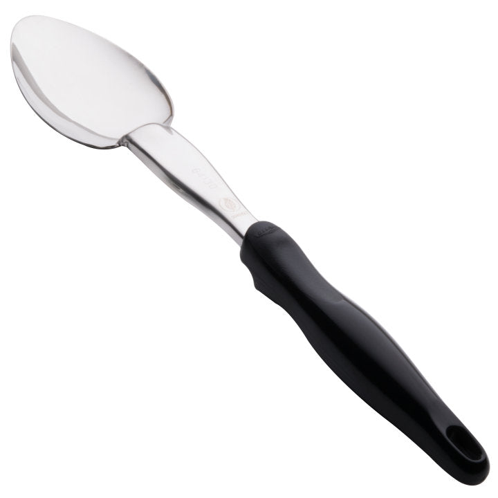 Vollrath 64130 Jacob's Pride Heavy Duty Stainless Steel Solid Basting Spoon with Black Ergo Grip Handle 14"OAL