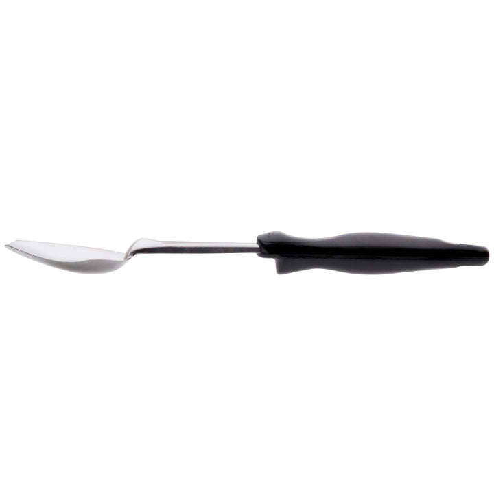 Vollrath 64136 Jacob's Pride Heavy Duty Stainless Steel 3-Sided Solid Basting Spoon with Black Ergo Grip Handle 13-5/16"OAL