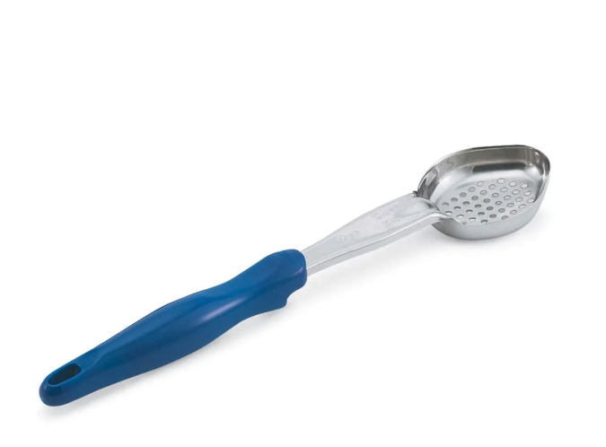 Vollrath 6422230 2 oz Oval Perforated Spoodle - Blue Nylon Handle, Heavy-Duty, Stainless Steel - 12ea/Case
