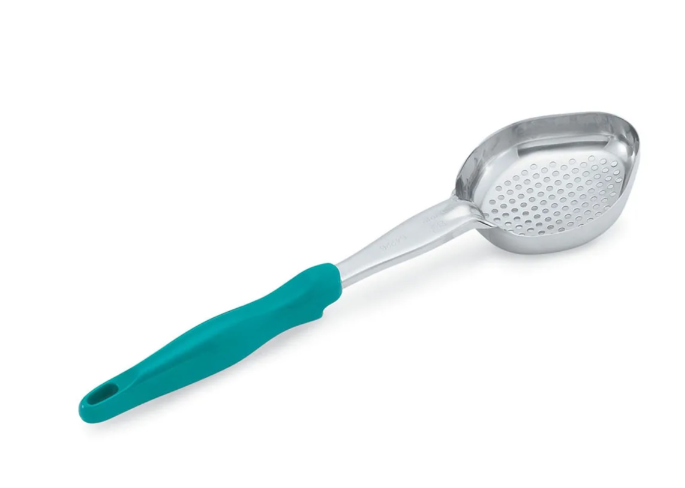 Vollrath 6422655 6 oz Oval Perforated Spoodle - Teal Nylon Handle, Heavy-Duty, Stainless Steel - 12ea/Case