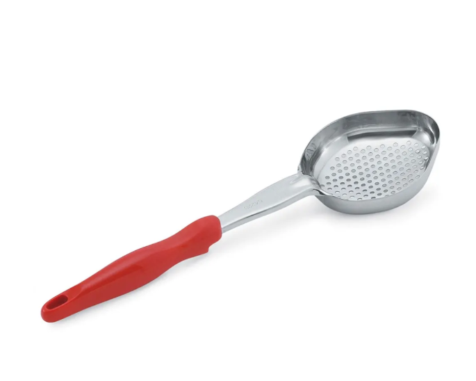 Vollrath 6422865 8 oz Oval Perforated Spoodle - Orange Nylon Handle, Heavy-Duty, Stainless Steel - 12ea/Case