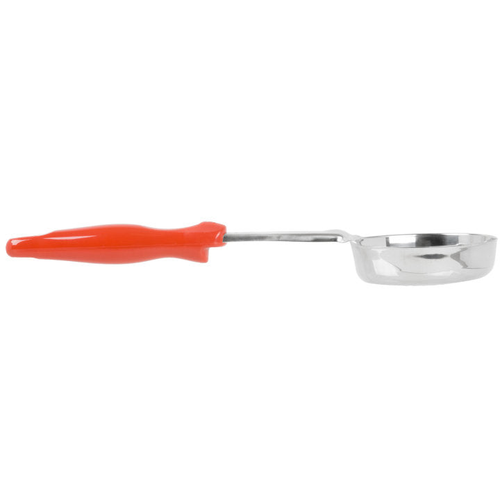 Vollrath 6432865 Jacob's Pride Color-Coded One-Piece Heavy-Duty Stainless Steel Perforated Round Spoodle Food Portioner with Orange Nylon Handle 8 oz.