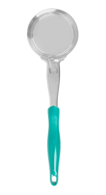 Vollrath 6433655 6 oz Round Solid Spoodle - Teal Nylon Handle, Heavy-Duty, Stainless Steel - 12ea/Case