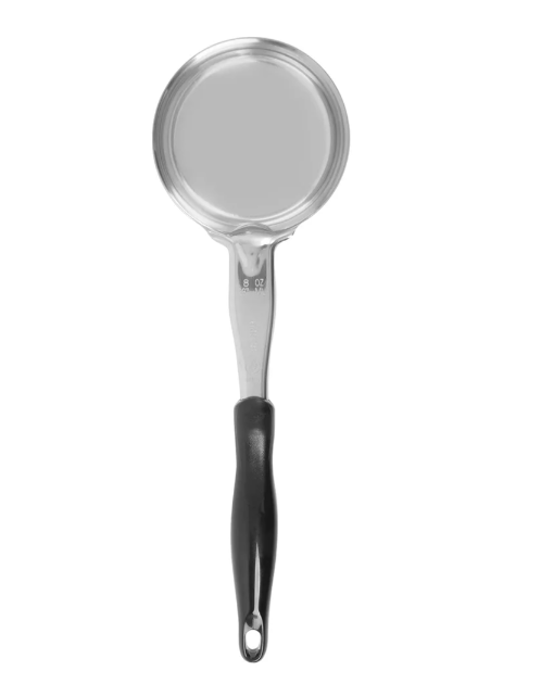 Vollrath 6433820 8 oz Round Solid Spoodle - Black Nylon Handle, Heavy-Duty, Stainless Steel - 12ea/Case