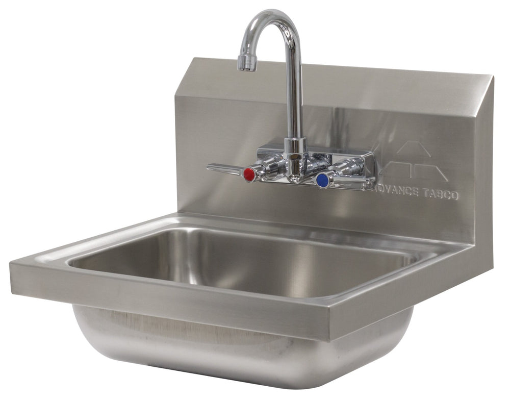 Advance Tabco 7-PS-60 Stainless Steel Wall Mounted Hand Sink with Gooseneck Faucet 17" - 14" x 10" x 5" Bowl