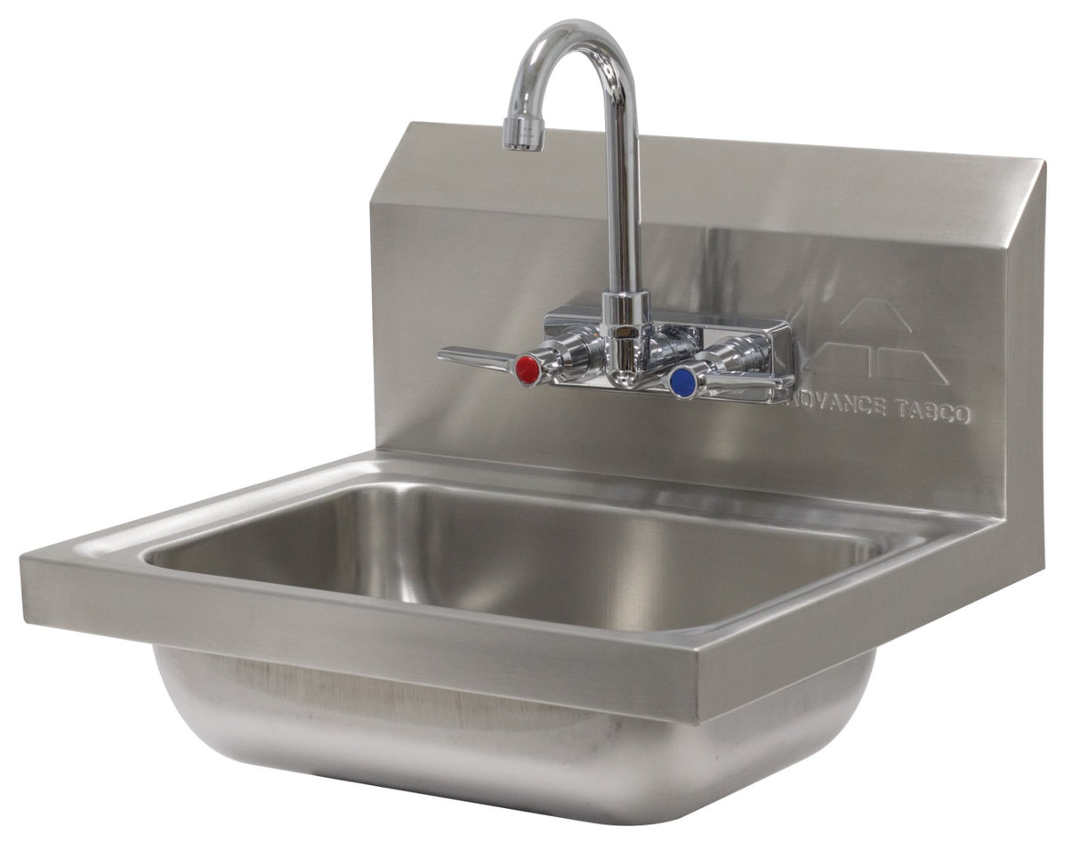 Advance Tabco 7-PS-60 Stainless Steel Wall Mounted Hand Sink with Gooseneck Faucet 17" - 14" x 10" x 5" Bowl