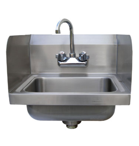 Advance Tabco 7-PS-EC-X Special Value Stainless Steel Wall Mounted Hand Sink 17" with Splash Mount Gooseneck Faucet and 14" x 10" x 5" Deep Bowl