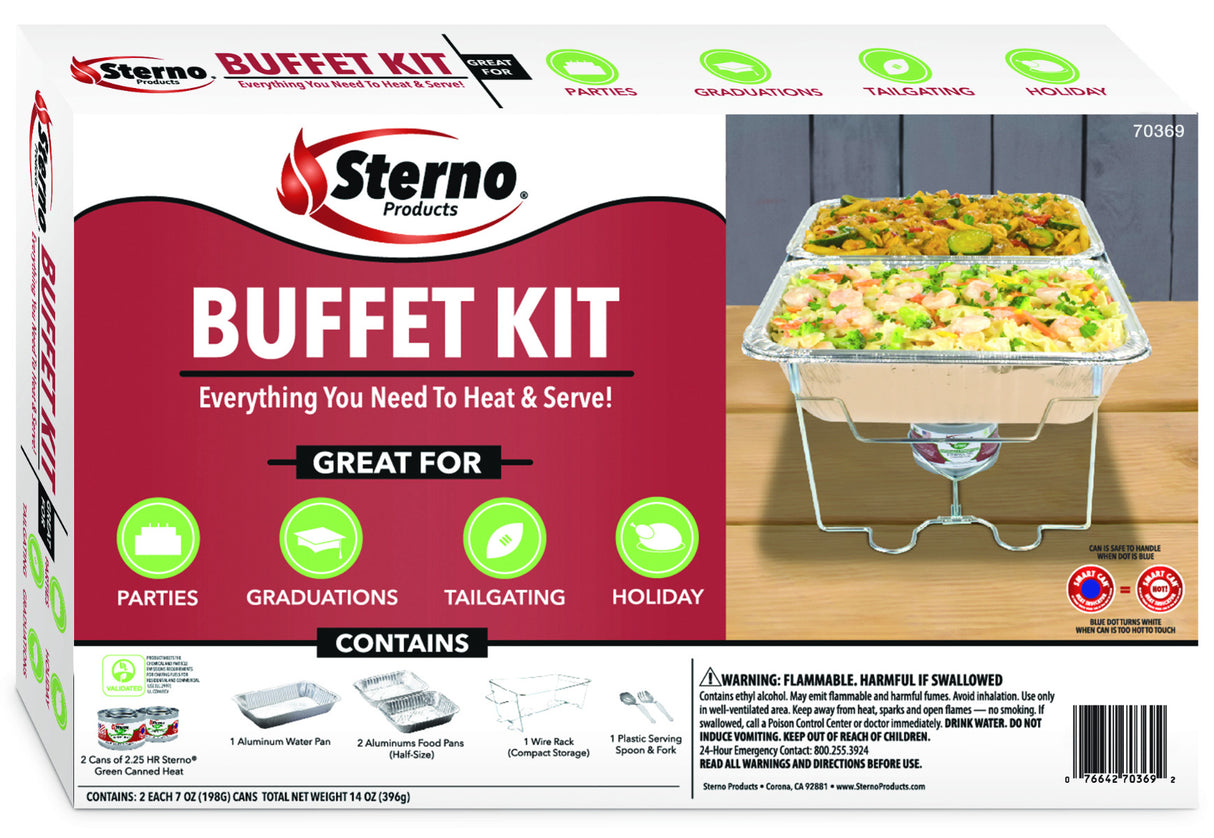 Sterno Products 70370 Buffet Kit with (2) Aluminum Half-Size Food Pans & Chafing Fuel 12-3/4" x 20-3/4"