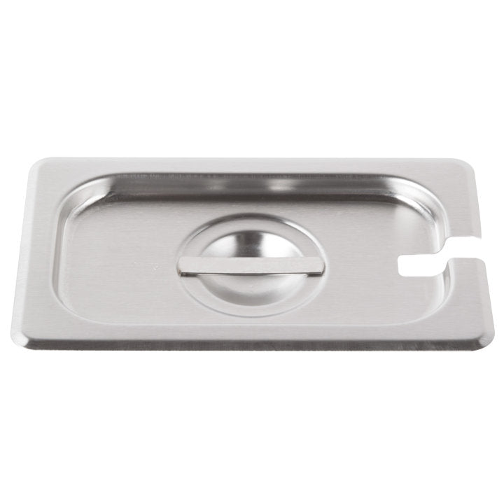 Vollrath 75460 Super Pan V Stainless Steel Steam Table Flat Slotted Food Pan Cover - 1/9 Size