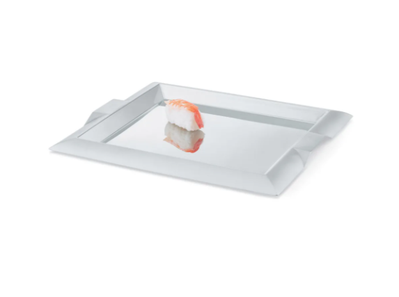 Vollrath 82090 11.75" Square Serving Tray - Handles, Stainless - 3ea/Case