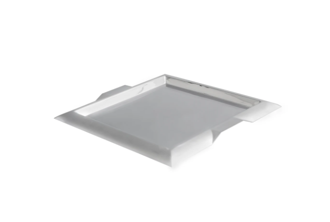 Vollrath 82091 15.75" Square Serving Tray - Handles, Stainless - 3ea/Case