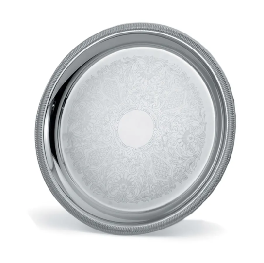 Vollrath 82101 15 1/4" Round Serving Tray - Gadroon Edge, 18 ga Stainless