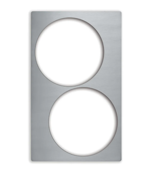 Vollrath 8242514 Miramar Food Table Stainless Steel Single-Size Cookware Template with Plain Edges - (2) Cutouts for 5 qt. Casserole Pans