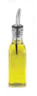 TableCraft 60125 Oil & Vinegar Glass Bottle with Stainless Steel Pourer - Clear - 6 oz
