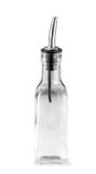 TableCraft 60125 Oil & Vinegar Glass Bottle with Stainless Steel Pourer - Clear - 6 oz