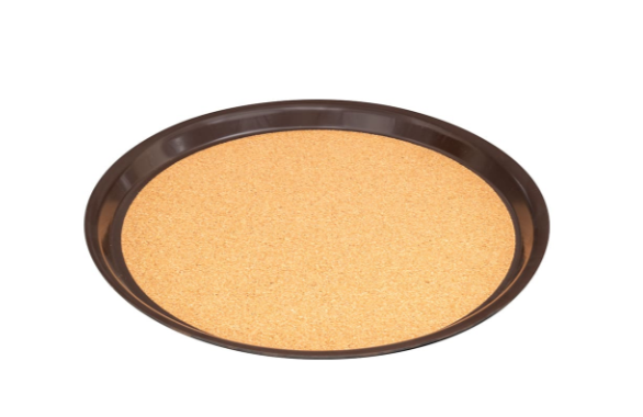 Vollrath 86339 14" Round Cork-Lined Serving Tray - Laminate, Brown - 12ea/Case