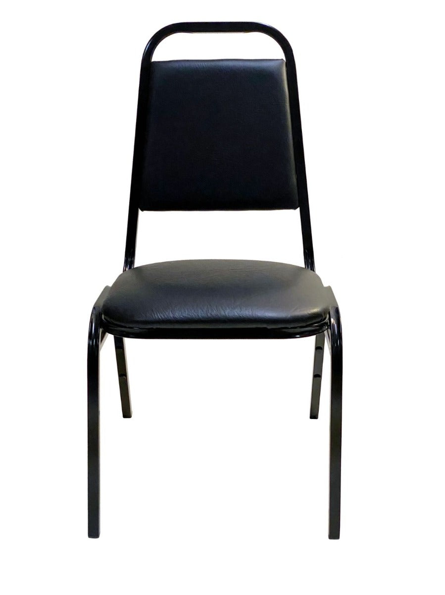AAA Furniture Wholesale 888-11BLK Black Stacking Side Chair with Metal Frame & Vinyl Seat