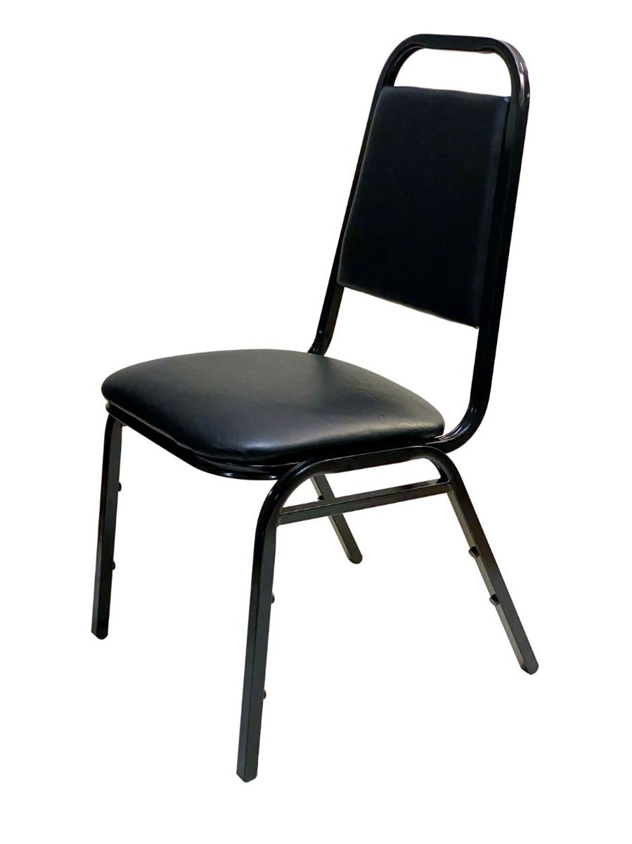 AAA Furniture Wholesale 888-11BLK Black Stacking Side Chair with Metal Frame & Vinyl Seat