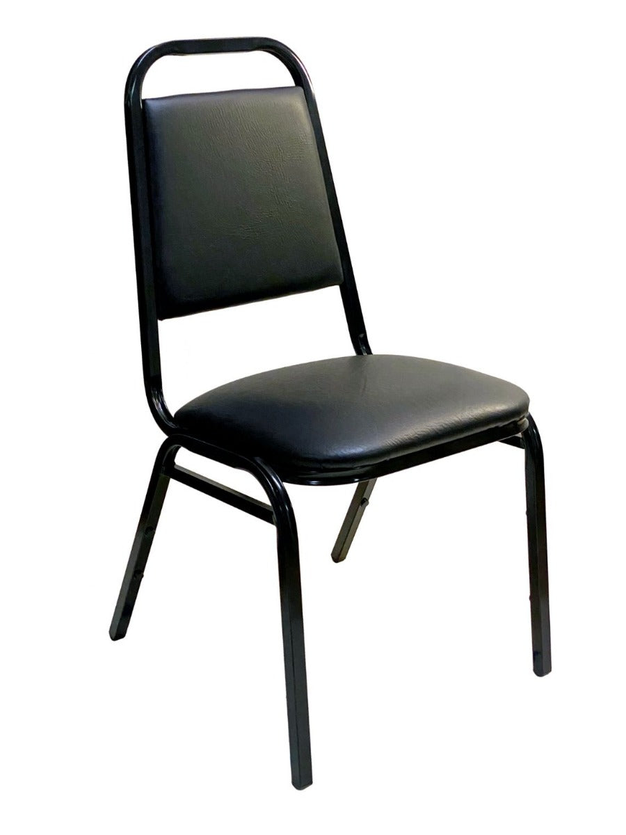 AAA Furniture Wholesale 888-11BLK Black Stacking Side Chair with Metal Frame & Vinyl Seat