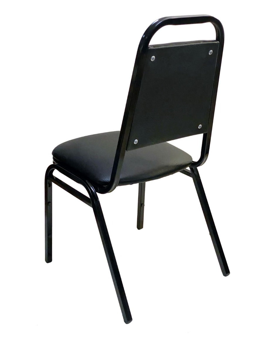 AAA Furniture Wholesale 888-11BLK Black Stacking Side Chair with Metal Frame & Vinyl Seat