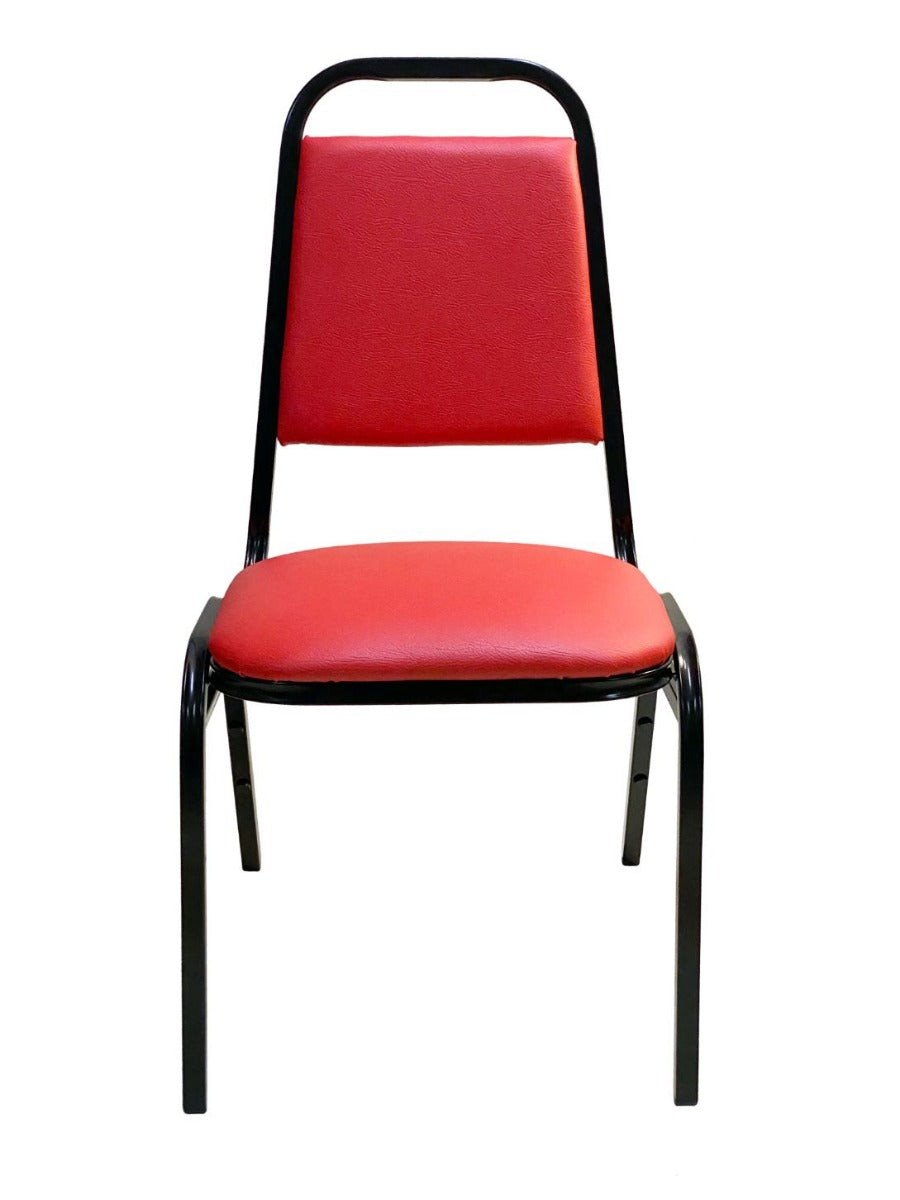 AAA Furniture Wholesale 888-11RED Red Stacking Side Chair with Metal Frame & Vinyl Seat
