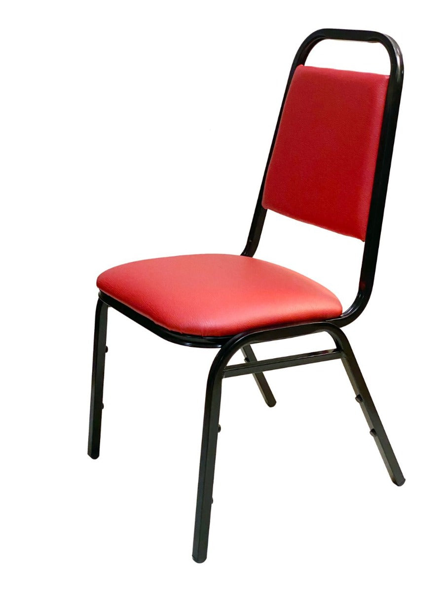 AAA Furniture Wholesale 888-11RED Red Stacking Side Chair with Metal Frame & Vinyl Seat