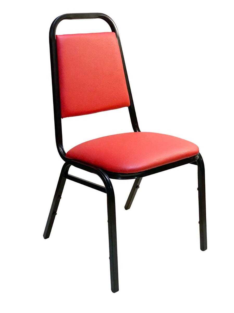 AAA Furniture Wholesale 888-11RED Red Stacking Side Chair with Metal Frame & Vinyl Seat