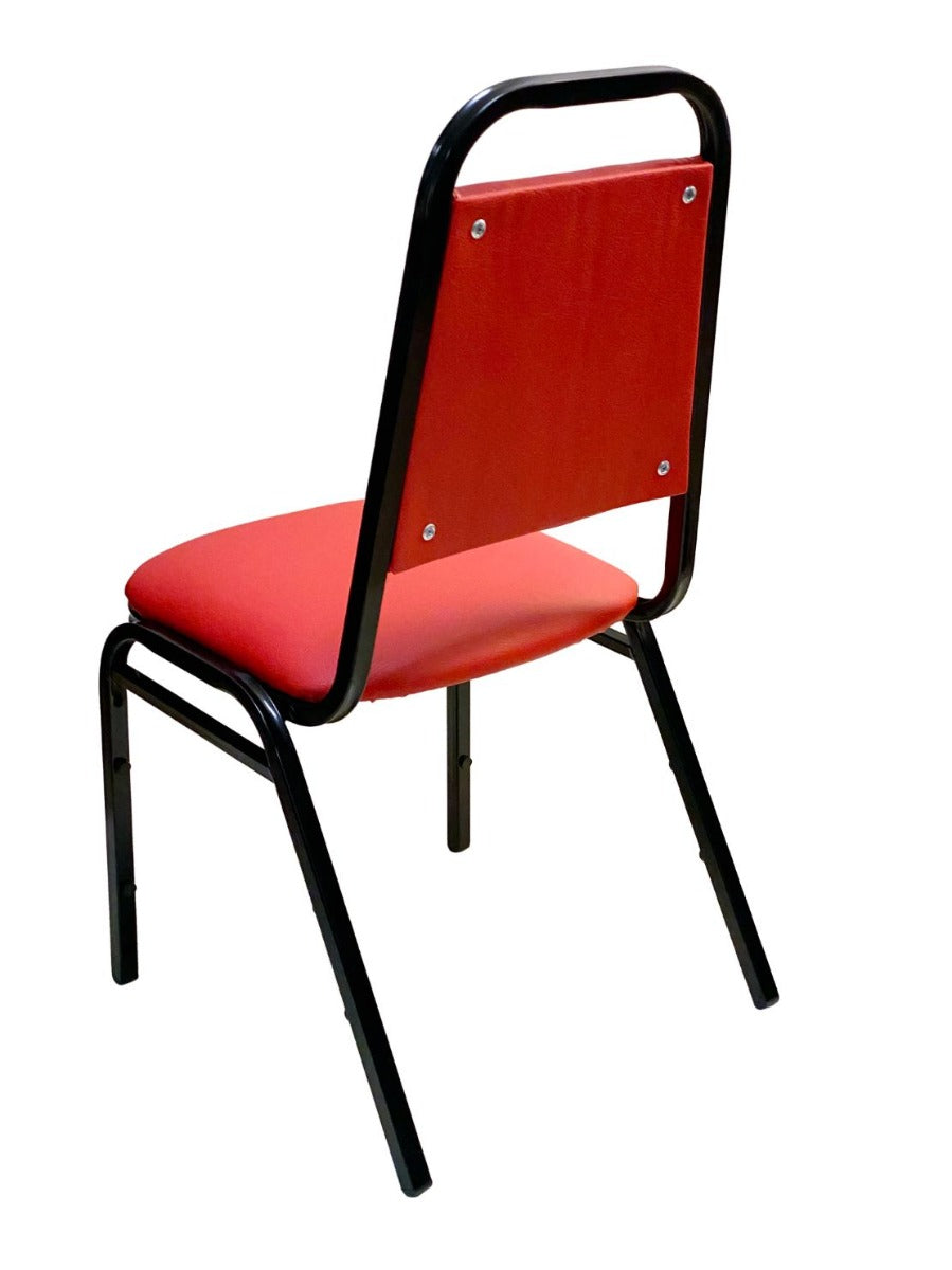 AAA Furniture Wholesale 888-11RED Red Stacking Side Chair with Metal Frame & Vinyl Seat