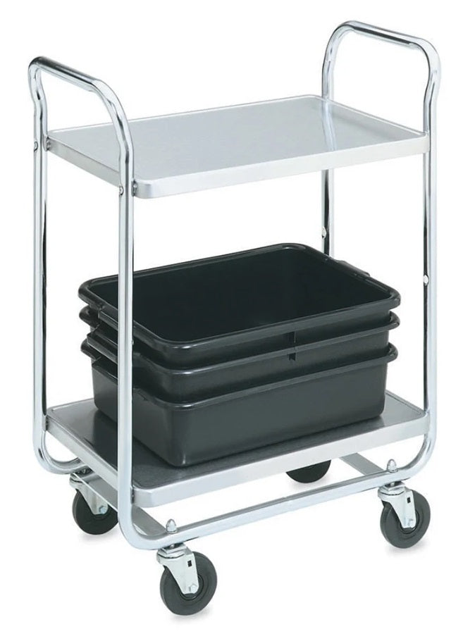 Vollrath 97160 Thrift-I-Cart 2 Shelf Utility Cart / Bus Cart 28"L x 16"W x 36"H - Chrome-Plated - 400 lb. Capacity