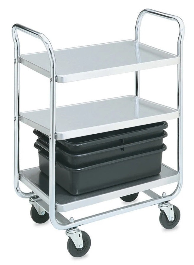 Vollrath 97166 Thrift-I-Cart 3 Shelf Utility Cart / Bus Cart 28"L x 16"W x 36"H - Chrome-Plated - 400 lb. Capacity