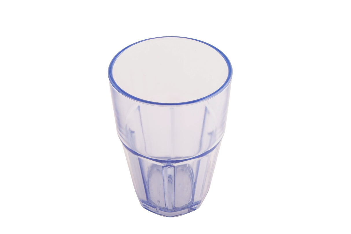GET 9914-1-BL Bahama SAN Plastic Stackable Paneled Double Rocks Tumbler 14 oz. - Blue - 72/Case