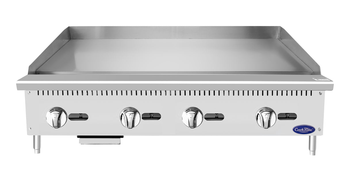 Atosa ATMG-48 CookRite Countertop Heavy-Duty Gas Griddle with 4 Burners, Steel Plate & Manual Control 48" - 120,000 BTU