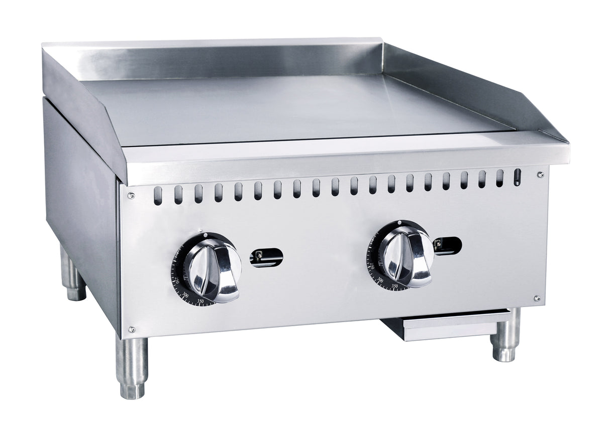 Adcraft BDECTG-24/NG Black Diamond Countertop Standard Natural Gas Griddle with 2 Burners 24" - 60,000 BTU
