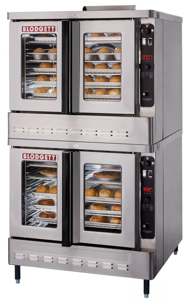 Blodgett DFG-100-ES DBL Double-Deck Full Size Standard Depth Dual Flow Natural Gas Convection Oven with Solid State Infinite Controls- 90,000 BTU
