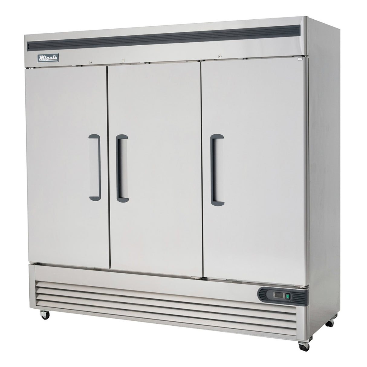 Migali C-3FB-HC Competitor Series 3-Section 3 Solid Swing Door Reach-In Freezer 82" - 72 cu. ft. - 115/208-230v