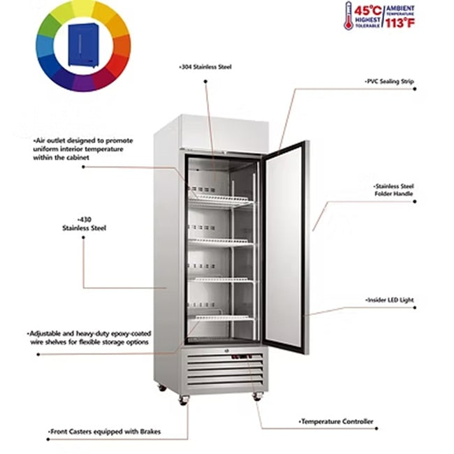 Sub-Equip C-54BR Stainless Steel 2-Section 2 Solid Door Reach-In Refrigerator 54" - 115v