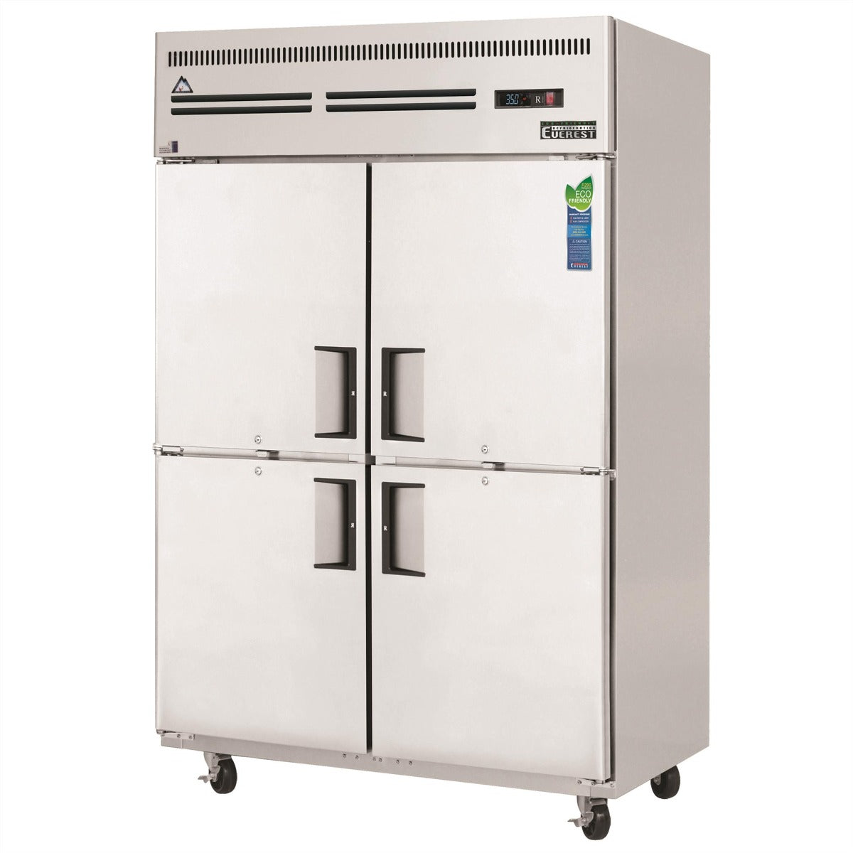 Everest Refrigeration ESRH4 2-Section 4 Half Solid Door Reach-In Refrigerator 50" - 115V