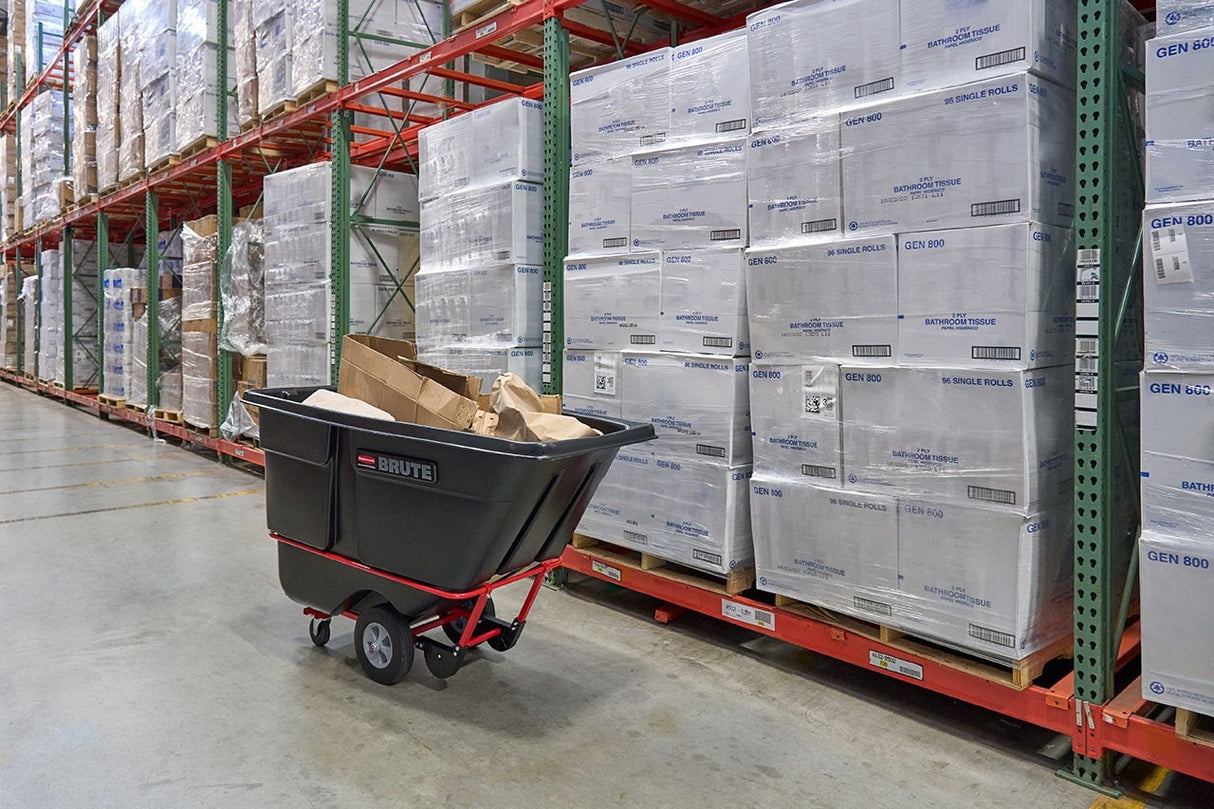 Rubbermaid FG131500BLA Rotomolded Open Top Utility Duty Tilt Truck / Trash Cart - Black - 1 cu. yd. (1250 lb. Capacity)