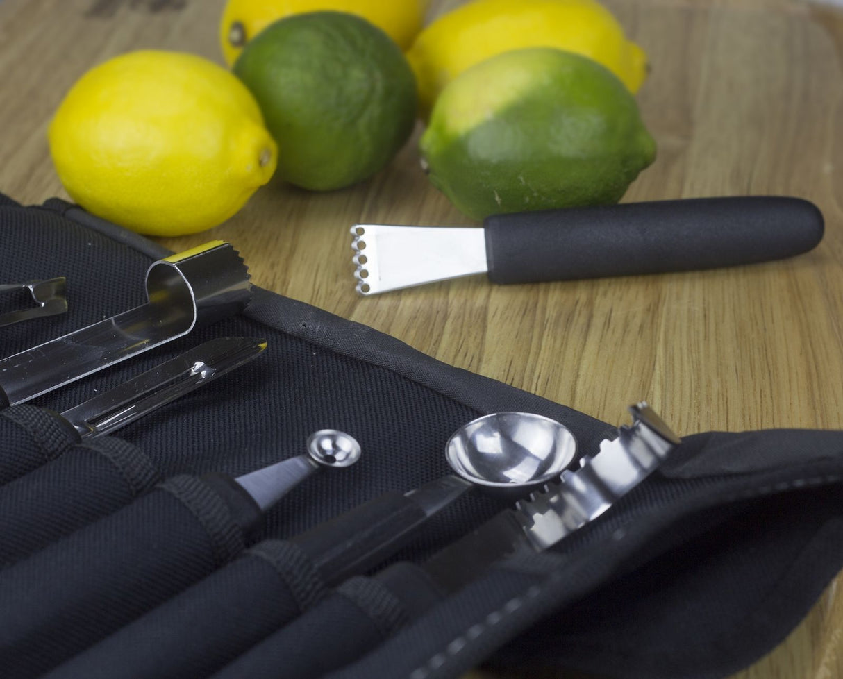 Mundial GH0221 8-Piece Garnishing Tool Set with Soft Black Case