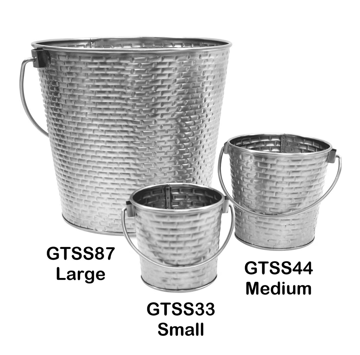 TableCraft GTSS33 Brickhouse Stainless Steel Small Round Serving Pail with Handle 3" dia. x 3-1/4"H - 9 oz. - 12/Case